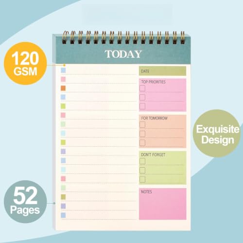 A5 Undated Daily Planner, Spiral‑Bound To‑Do List Notepad(2 Packs,)