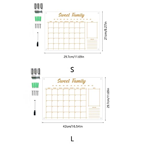 FDFDF Acrylic Board Calendar for Fridge Clear Refrigerator Calendar Weekly Planner Schedule Whiteboard Acrylic