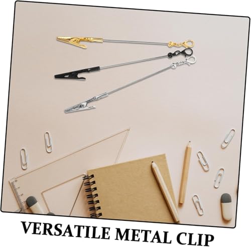 Binder Clips,6pcs Metal Wire Alligator Clips Multi Functional Keychain Note and Business Card Holders Portable Desktop Memo Clip for Organizing Photos