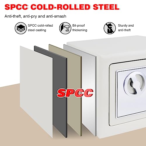TBLOTYD Home Safe Safe Box Home Safe Fireproof Waterproof Money Box with Digital Pin Code and 2 Manual Key, for Home Hotel Office/Black/4.6L ，White-4.6L