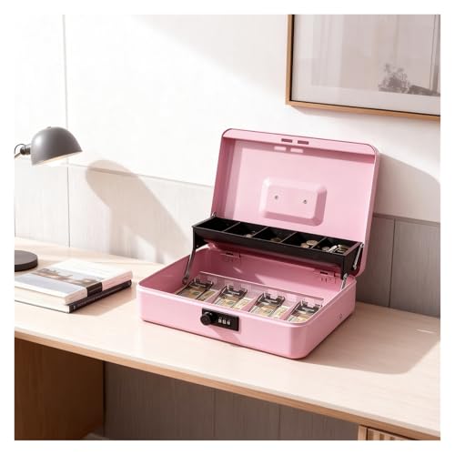 Key Lock Box Safe Storage Waterproof Organizer Secret Cabinet Outdoor Money,Money Tin with Cash with Coin Tray for Petty Coins Notes