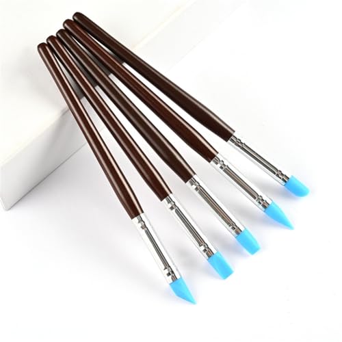 QVEZPRYX Indentation Silicone Pen 5 Sets of Clay Marking and Finishing Tools DIY Plastic Soft