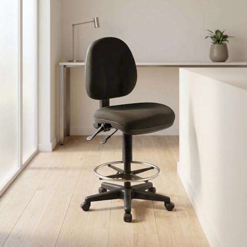 Bison office Fabric-Upholstered Task Stool with Ergonomic Drafting Seat, Adjustable Height Drafting Chair for Office and Commercial Use
