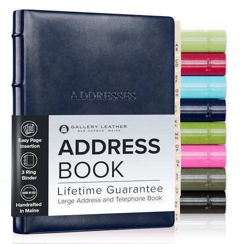Gallery Leather Large Address Book with Alphabetical Tabs up to 480 Records