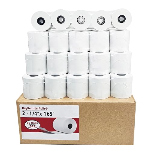 2-1/4" (57mm) 2.25" Inches X 165' Feet (50 Rolls) 856445 PCR-T273 PCR-T280 XEA407 XEA207 Cash Register Thermal Paper BPA Free from BuyRegisterRolls.