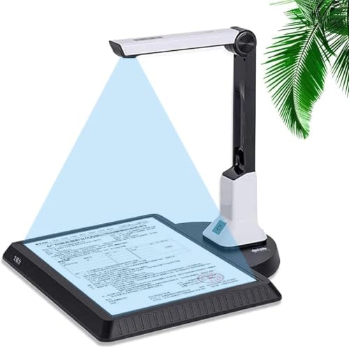 Document Camera Scanner, A4 USB Book/Document Scanner Video Recorder with OCR Text Recognition Function, 8 Megapixels HD Lens, Max A4 Size, for Classroom Office Library.