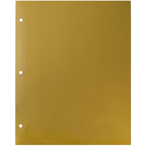 JAM PAPER Laminated Two Pocket Glossy 3 Hole Punch School Folders - Letter Size - High Gloss Gold - Bulk 100/Box
