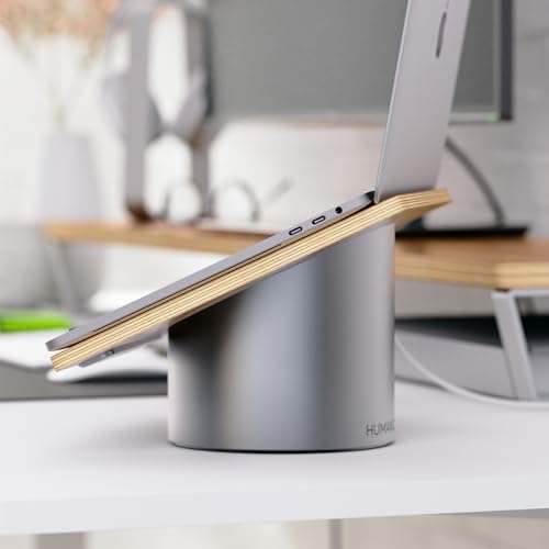 HumanCentric Laptop Riser for Desk, Black Walnut Wood Top & Space Gray Base