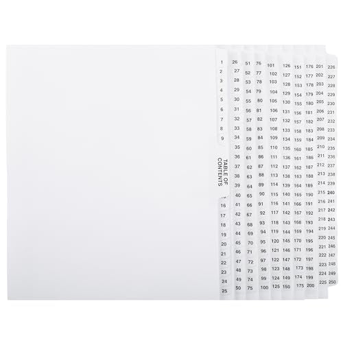 Exhibitindexes® Side Collated Exhibit Tabs 1-250, AVE Style, Made in USA