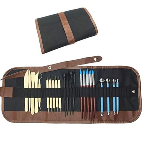 QVEZPRYX Clay Tools 24 Sets Polymer Sculpture Pellet Rod Pull Embryo Indentation Stone
