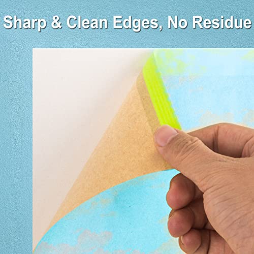 Tangibay Pre-Taped Masking Paper for Painting - 18 inch x 50 feet Tape and Drape Painters Paper, Paint Adhesive Protective Paper Roll for Covering Skirting, Frames, Cars and Auto Body (12 Rolls)