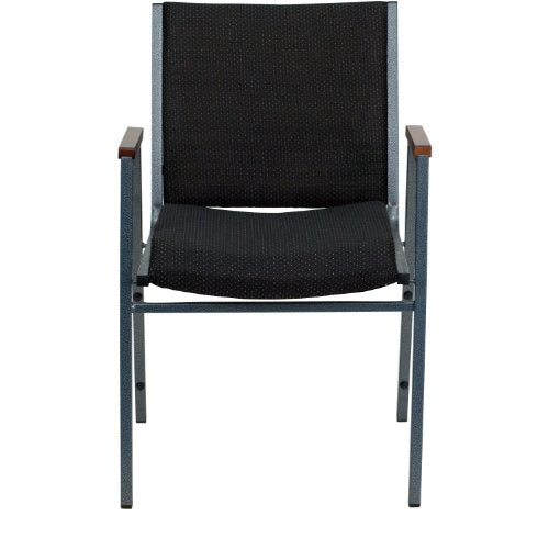 EMMA + OLIVER Heavy Duty Black Dot Fabric Stack Chair with Arms