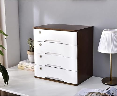 Drawer Organizers Desktop Storage Box with Drawers, with Lockable Drawers Desktop Storage Box, Office Supplies A4 File Organizer(Color:B)