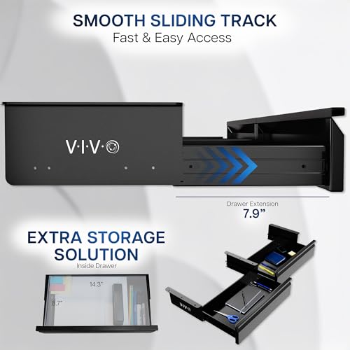 VIVO Black 32 x 9 inch Under Desk Slide Out Drawer Set, DESK-AC03A-2B