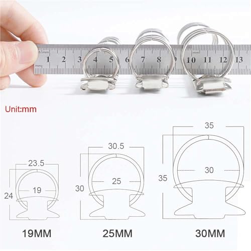 Ring binding, A5 ring binder Metal Loose Leaf Ring Binder Mechanism 8 Pieces Refillable Binding Hoops Spiral Clip A6 A7(Silver-a7-19mm)