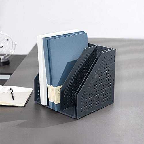 EliteBloom File Magazine Folder Holder Folding File Rack Stretchable Desktop Organizer File Storage Manager for Home and Office Dark Gray and Light Gray File Organizer File Organizer (Color : B) (C)