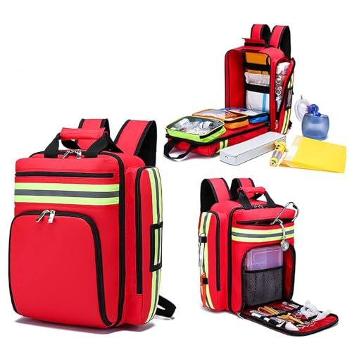 YUSIWOAL First Aid Kit Bag, Medical Emergency Bag, Reflective Design at Night, for EMT, Nurses, Tactical Medics, Home Care,Green(Blue)