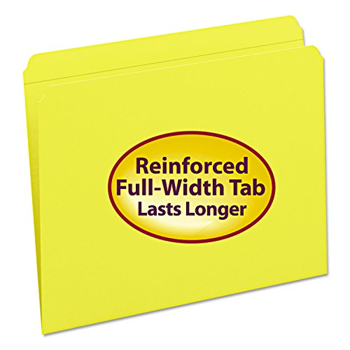 Smead 12910 File Folders Straight Cut Reinforced Top Tab Letter Yellow 100/Box