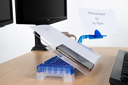MemoScape Adjustable in-Line Document Holder for Typing | Reduces Neck Strain, Improves Focus, Boosts Desk Organization, and Workflow | Paper Holder Stand for Desk and Home Office - Blue (VUR 3020)