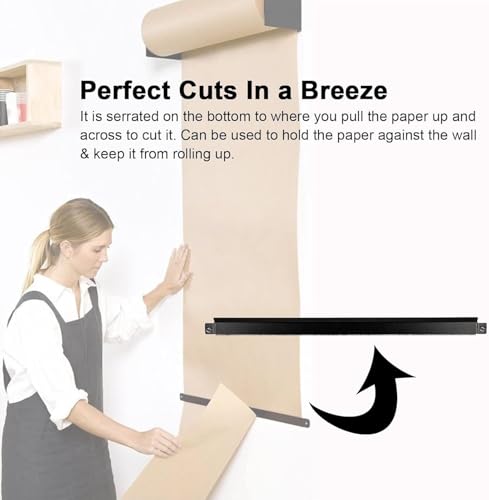 LNNW Kraft Paper Dispenser Cafe Bar Kraftpaper Roll Dispenser Cutter, Wall Mount Kitchen Bulletin Board Papers for Chores Shopping to-Do Lists Decorative Message Boards for Wall(67cm/26.3in)