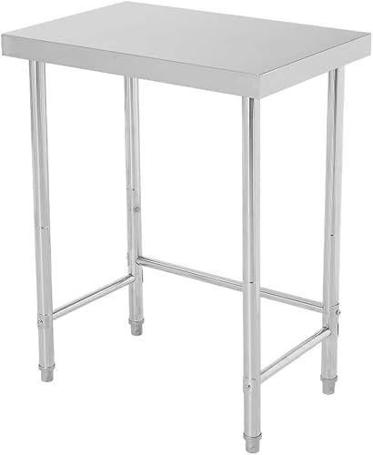 GlowSol Stainless Steel Table 18x28 Inch, NSF Heavy Duty Commercial Prep Table with Open Base, Metal Work Tabl-e for Restaurant Kitchen Home Hotel Food Prep