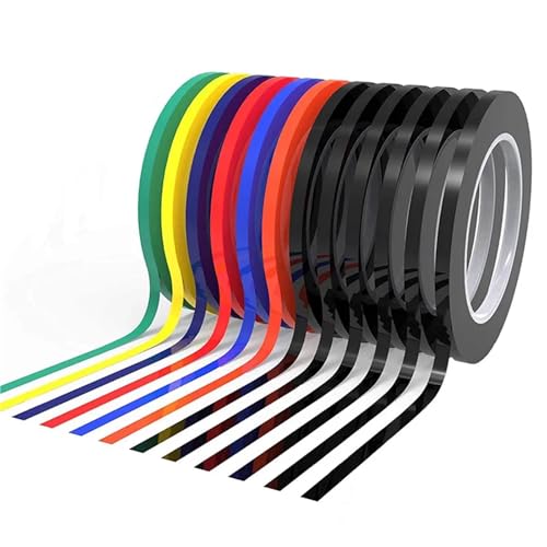 Xuanqiu Whiteboard Tape 18pcs 3/6/8/10mm Graphic Chart Tape Art Whiteboard Marking Thin Dry Erase Self-Adhesive Artist 66M(Dark Yellow,6mm)