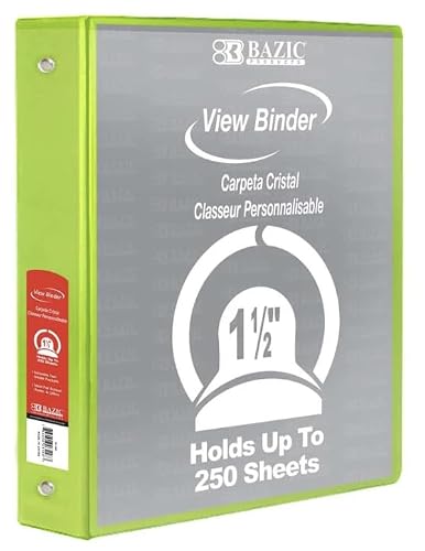 12 Pack, 1.5" Lime Green 3-Ring View Binder w/ 2-Pockets