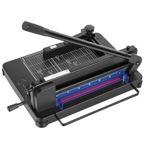 Heavy‑Duty Guillotine Paper Cutter, 12 Inch Stack Paper Trimmer, Dual Safety Protection, 400‑Sheet Capacity Cold‑Rolled Steel Paper Slicer for Paper PVC Leather Cardboard Home Office School