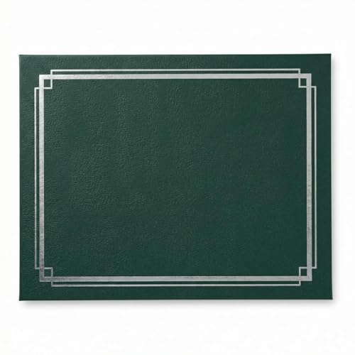 PaperDirect Green Elegance Certificate Jackets, 9.5 x 12, Silver Double Foil Border, Diplomas, Employee Recognition, Volunteer Appreciation, Award Ceremonies, Birthdays, Graduation, Pack of 50