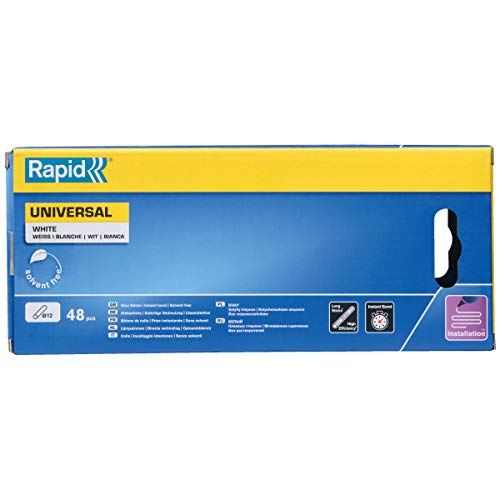 Rapid 12 mm Glue Sticks Universal White - Ø12 x 190 mm, 48 pcs, 880g, Packed in Box
