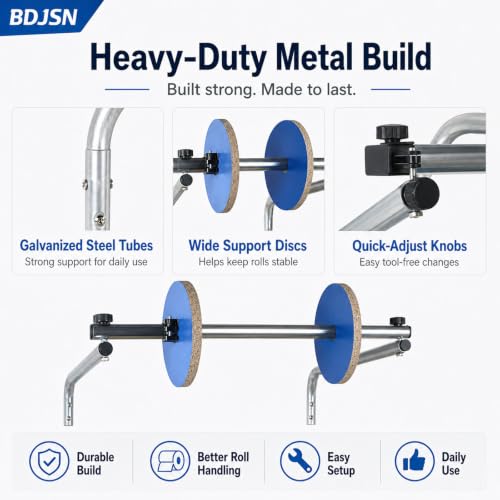BDJSN Foam Wrap Roll Dispenser, Wall Mount Bubble Cushion Wrap Holder, Galvanized Steel Packaging Film Rack for Shipping Stations, Warehouses, Moving and Packing Workspaces 100cm