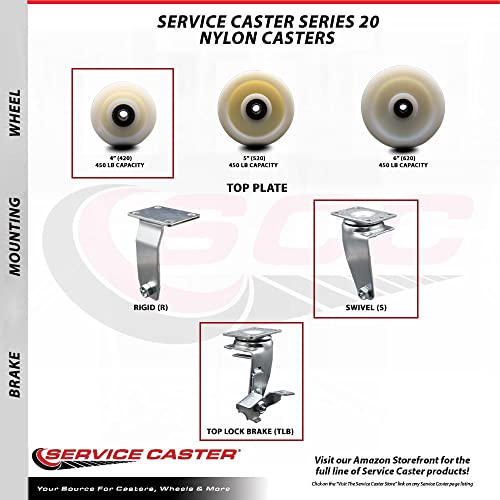 4 INCH Nylon Swivel Caster Set with Ball Bearings and Brakes SCC