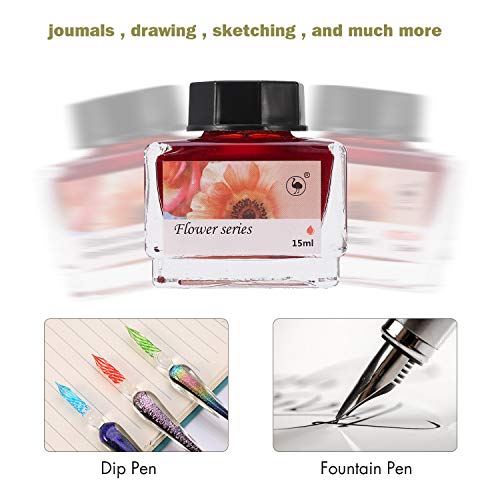 SVBAQUUY Calligraphy Ink,12 Colors Dip Calligraphy Pen Inks Set for Art,Writing,Signatures,Calligraphy, Decoration,Gift (15ml)