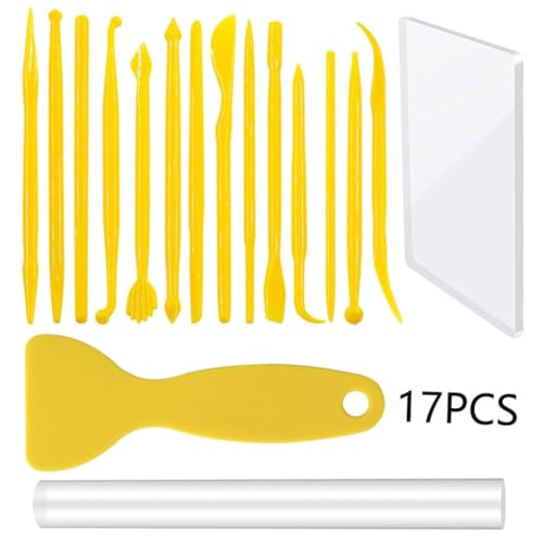 QVEZPRYX Clay Tools 17 Sets Acrylic Stick Carving Scraper DIY Sculpture Auxiliary