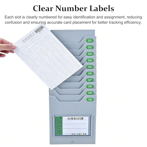 Time Card Rack Expandable Time Card Organizer Rack for Office Warehouse, Wall Mounted Plastic Job Ticket Holder, Space Saving Attendance Card System(5 Pockets)