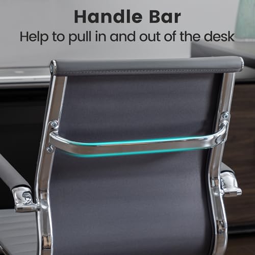 BoisKom Office Guest Reception Chair Set of 2, Conference Room Chairs Waiting Room Chairs 2 Pack, Modern Leather Office Desk Chair No Wheels.（Grey）