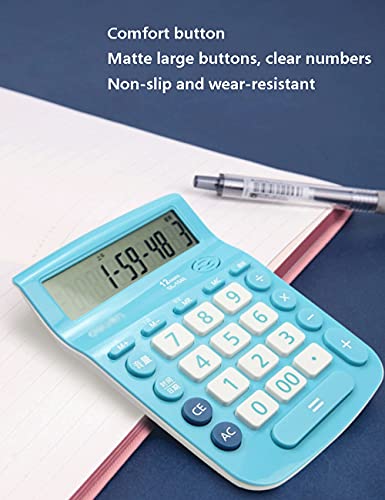 Creative Desktop Calculator,12-Digit Large-Screen Button Sensitive Pink Basic Version,Battery-Powered,Office,Financial Students Gift (Color : Blue)