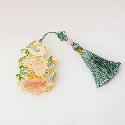 MVNOIRE Hand Bodhi Leaf Brass Tassel Metal Bookmark Chinese Cultural and