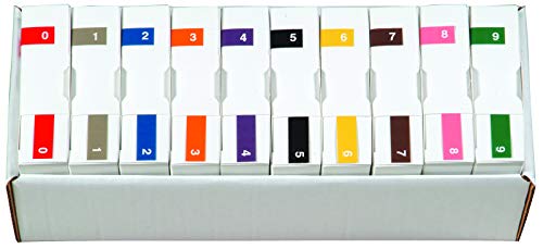 Doctor Stuff - File Folder Labels, Complete Set of Numbers 0-9, AMES L-A-00134RB Match - AENP Series Chart Stickers, 1/2" x 1-3/4", 1 Each of 10 Rolls, 1000/Roll