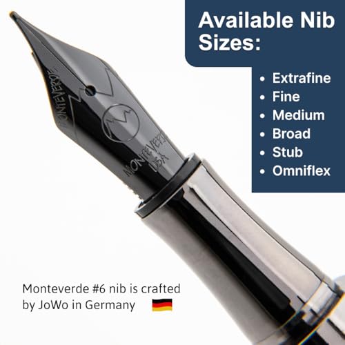 Monteverde USA Regatta Sport Fountain Pen in Blue/Yellow and Carbon Fiber - Medium Nib, Luxury Refillable Pen with Gunmetal Accents, Premium Gift