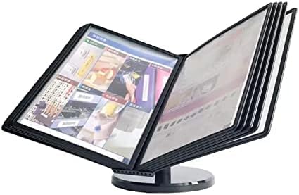 Desktop Reference Organizer - Catalog Display Rack, With 10 Double-Sided Pockets Desktop Reference And Display System, 20 Sheet Capacity, Black Framed, A4 Size Reference Organizer
