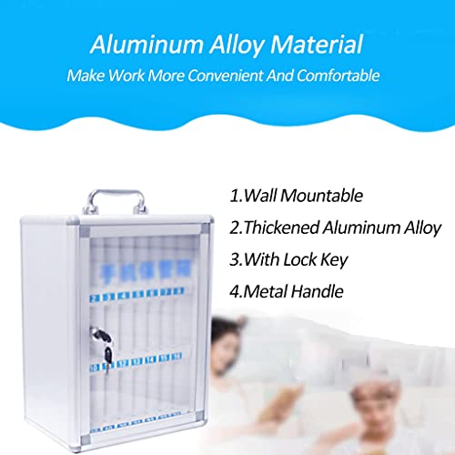 GFAZXDS Aluminum Alloy Pocket Chart Storage Cabinet,Wall-Mounted Pocket Chart Storage Locker Box with A Lock, for Cell Phones (OneColor 24 Slots)