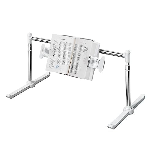 Book Stand for Reading, Book Stand in Bed, Height & Flat Plate Adjustable, Non-Slip, for Books, Sheet Music, Tablets, Mobile Phones, for Bay Window, Desktop, Sofa, Floor, Easy to Move