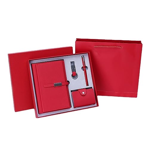 ASWRTYJO Business Notebook Set Card Bag Notepad Keychain Four Piece School Bank