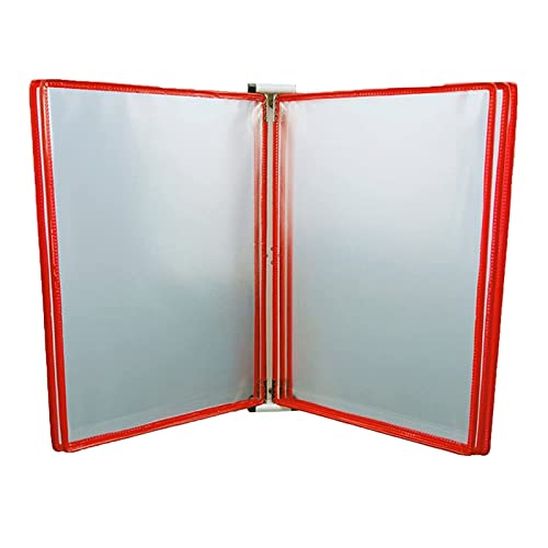 A4 Portfolio Binder, Presentation Binder, Pack of 5 Wall Mounted A4 Catalog Display Rack PVC Metal Multicolor 23x33cm(Red)