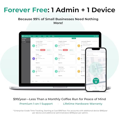 ANVIZ Time Clocks for Employees Small Business - Forever Free Cloud Software - W1 Fingerprint Biometric Clock in and Out Attendance Machine, White