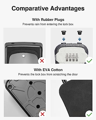 Puroma Key Lock Box for House Keys Combination Lockbox with Code, 10 Gray