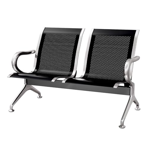 KINTNESS Waiting Room Chair - 2 Seat Reception Chair Benches Office Guest Chairs Heavy Duty Waiting Room Chairs with Arms for Lobby, Office, Bank, Hospital Bench, Black