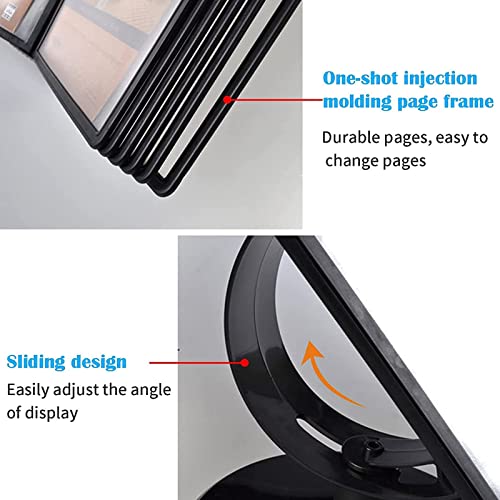 NIKAIDD Desktop Reference System - Desk Reference Organizer, Catalog Display Rack, 10 Page Double-Sided Panels, A4 Letter-Size, Black Base, for Display A4 Documents