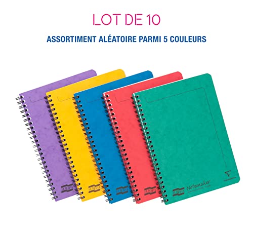 Clairefontaine 4849Z - Europa A5 Notemaker reliure intégrale assortiment A 14,8x21cm 120p détach. Q.5x5 - Paquet de 10